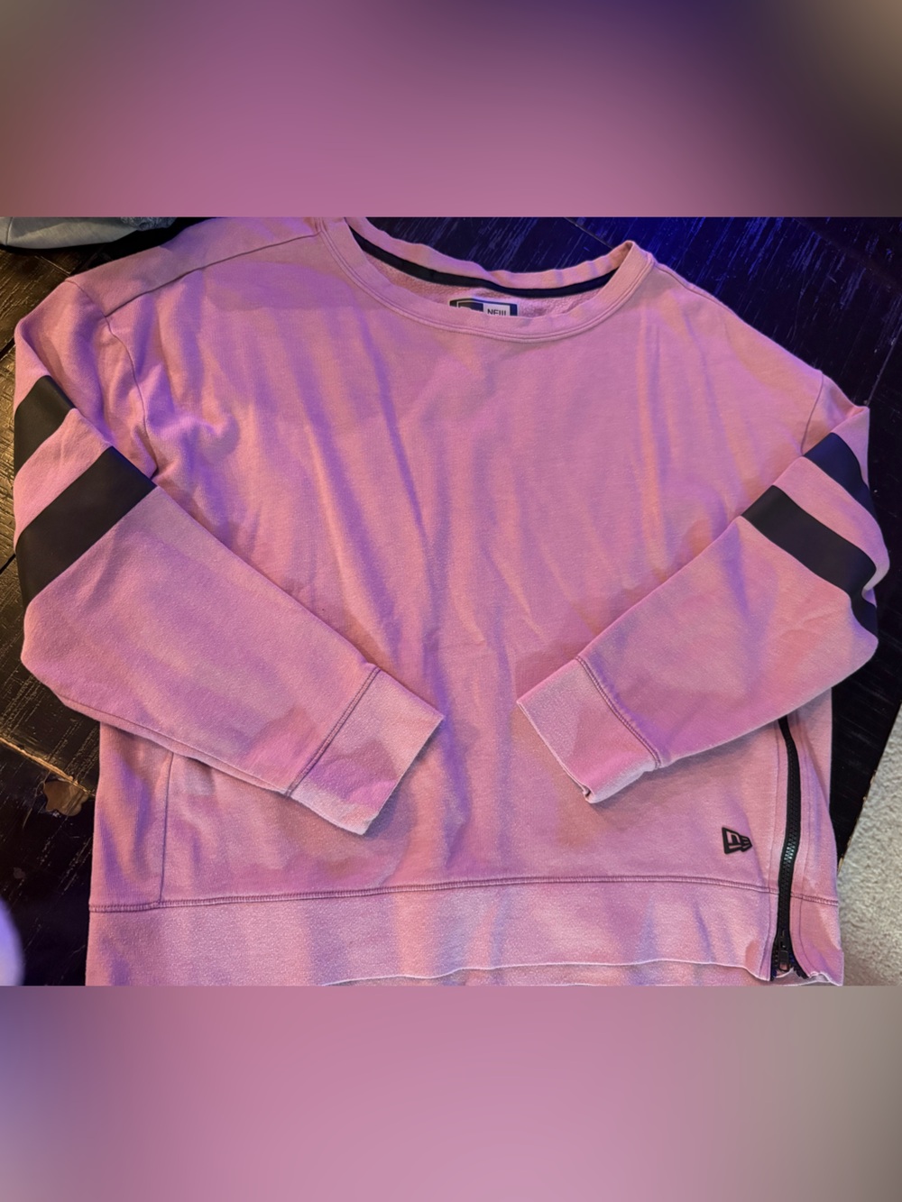 New Era Pink Women’s Sweat top with Black Stripe Accents size medium